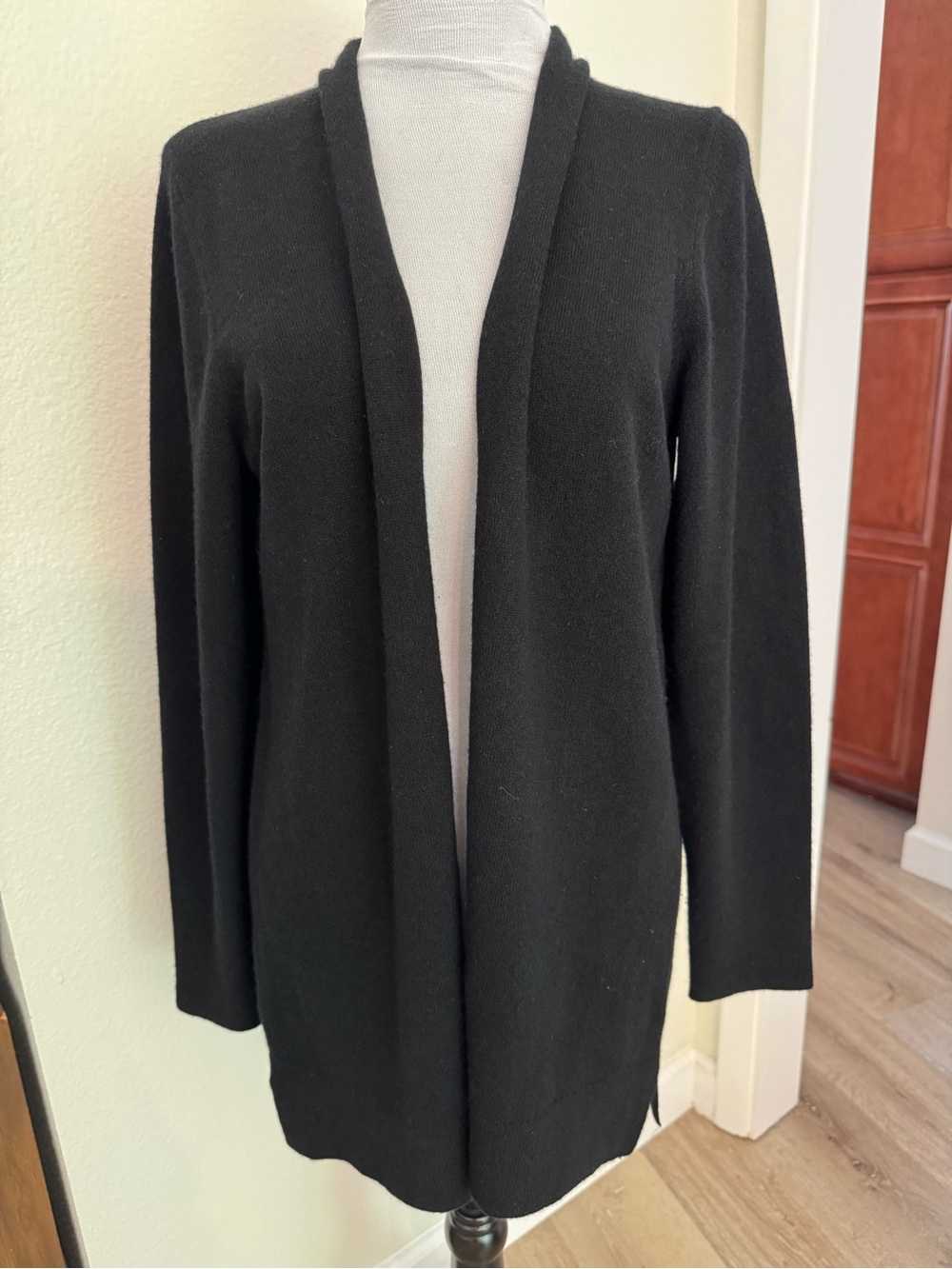 Nordstrom Collection Black Open-Front Women's 100% Cashmere Cardigan